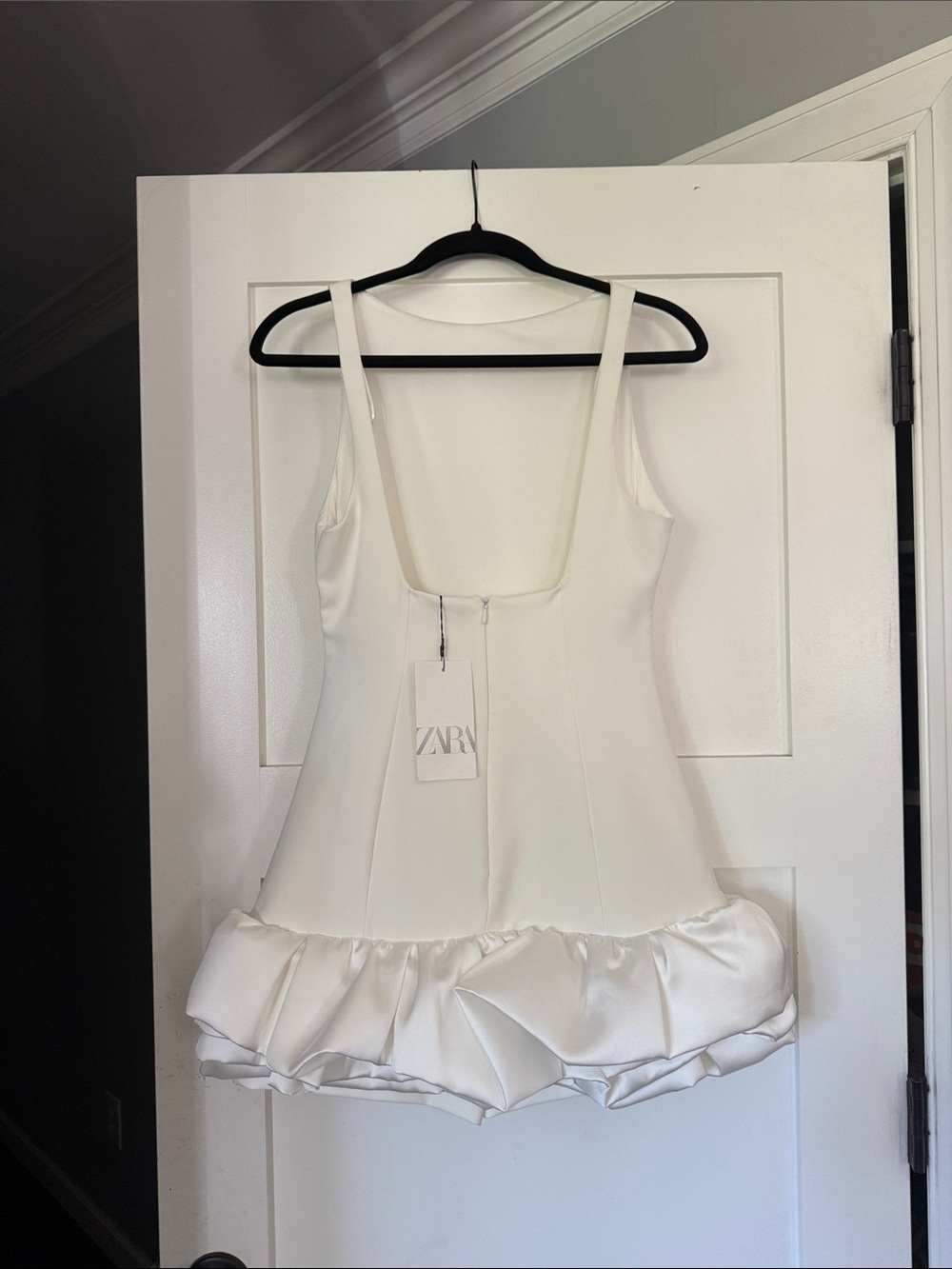 Zara White Sleeveless Mini Dress with Ruffle Hem - Picture 5 of 7